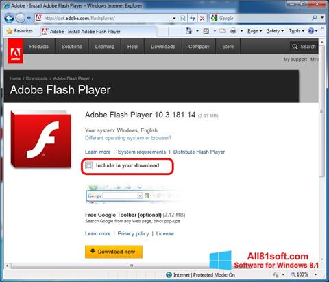 Ảnh chụp màn hình Adobe Flash Player cho Windows 8.1
