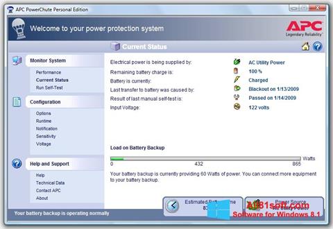 Ảnh chụp màn hình PowerChute Personal Edition cho Windows 8.1