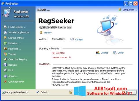 Ảnh chụp màn hình RegSeeker cho Windows 8.1