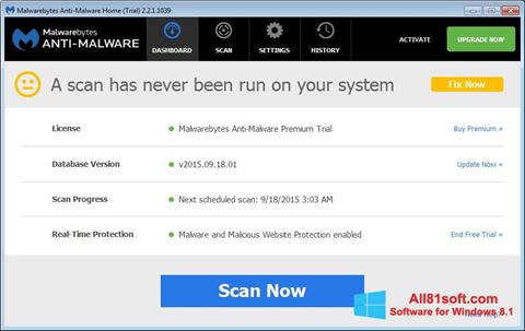 Ảnh chụp màn hình Malwarebytes Anti-Malware Free cho Windows 8.1