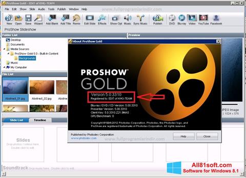 Ảnh chụp màn hình ProShow Gold cho Windows 8.1