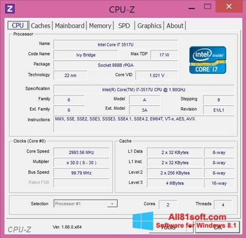 Ảnh chụp màn hình CPU-Z cho Windows 8.1