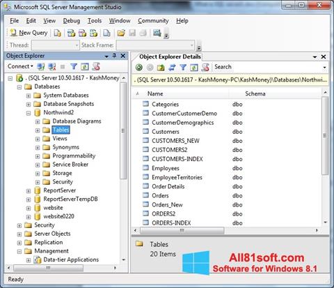 Ảnh chụp màn hình Microsoft SQL Server cho Windows 8.1