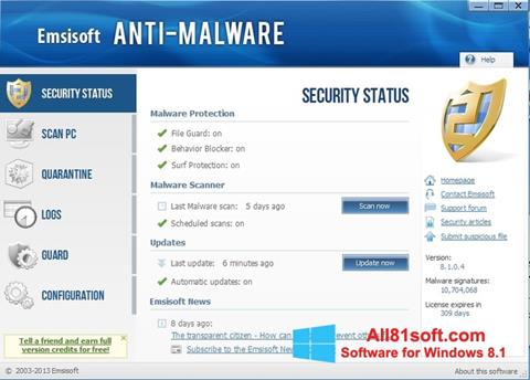 Ảnh chụp màn hình Emsisoft Anti-Malware cho Windows 8.1