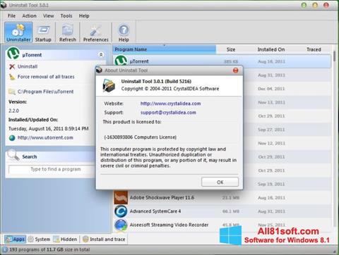 Ảnh chụp màn hình Uninstall Tool cho Windows 8.1