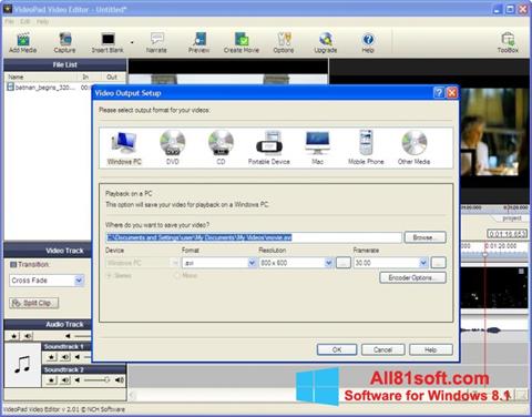 Ảnh chụp màn hình VideoPad Video Editor cho Windows 8.1