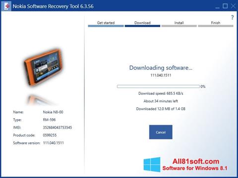 Ảnh chụp màn hình Nokia Software Recovery Tool cho Windows 8.1