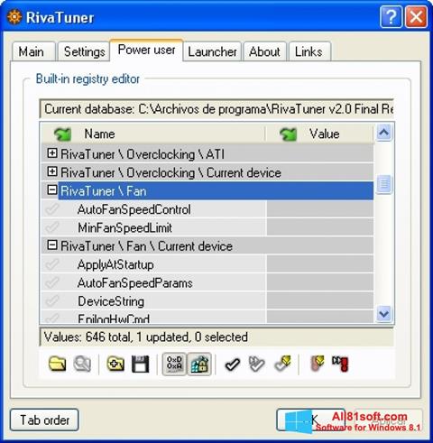 Ảnh chụp màn hình RivaTuner cho Windows 8.1