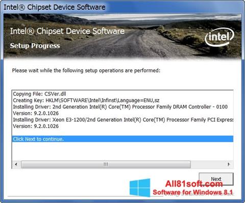 Ảnh chụp màn hình Intel Chipset Device Software cho Windows 8.1