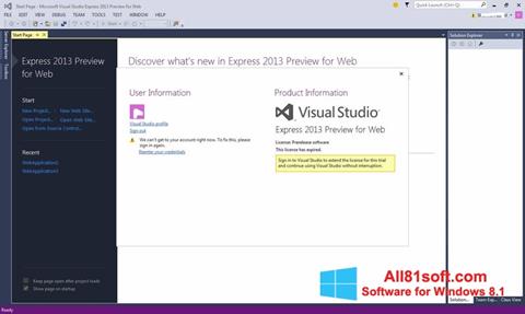 Ảnh chụp màn hình Microsoft Visual Studio Express cho Windows 8.1