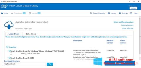 Ảnh chụp màn hình Intel Driver Update Utility cho Windows 8.1