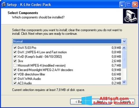 Ảnh chụp màn hình K-Lite Mega Codec Pack cho Windows 8.1