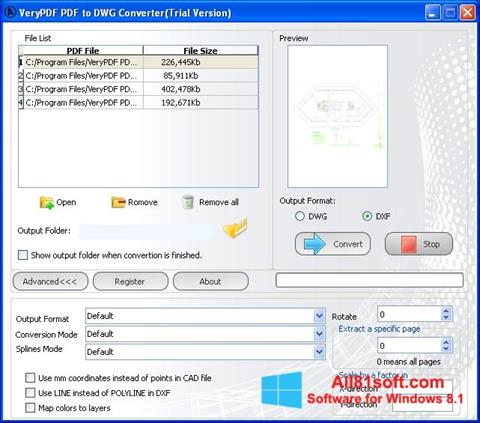 Ảnh chụp màn hình PDF to DWG Converter cho Windows 8.1