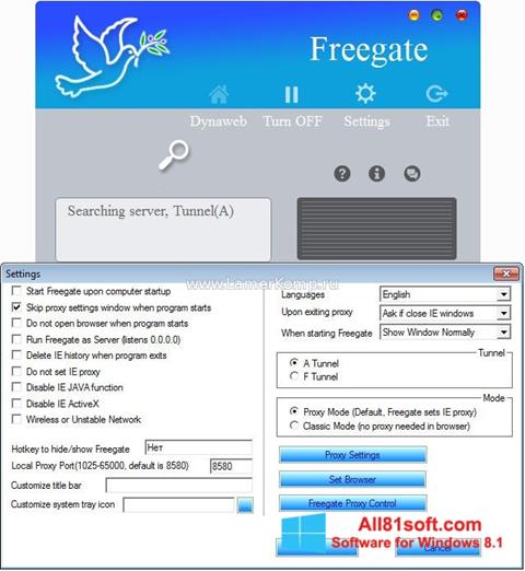 Ảnh chụp màn hình Freegate cho Windows 8.1