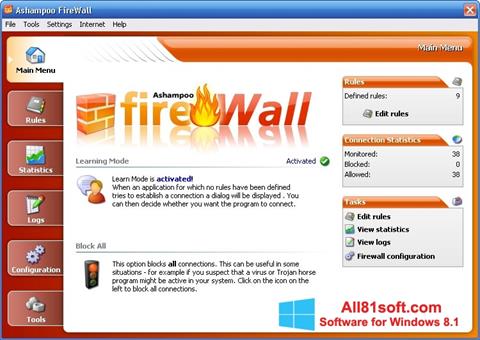 Ảnh chụp màn hình Ashampoo Firewall cho Windows 8.1