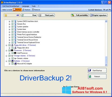 Ảnh chụp màn hình Driver Backup cho Windows 8.1