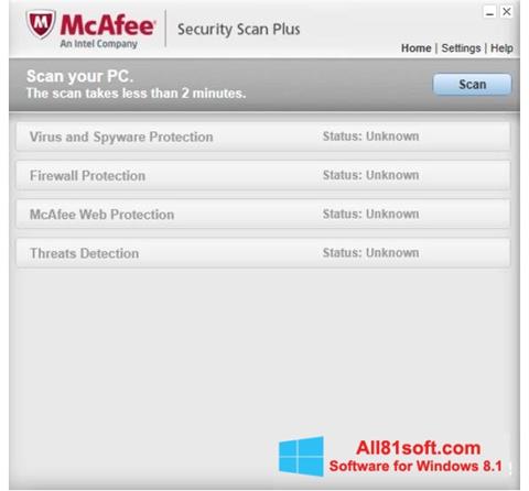 Ảnh chụp màn hình McAfee Security Scan Plus cho Windows 8.1