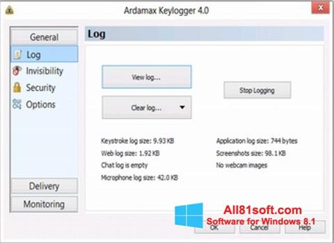 Ảnh chụp màn hình Ardamax Keylogger cho Windows 8.1