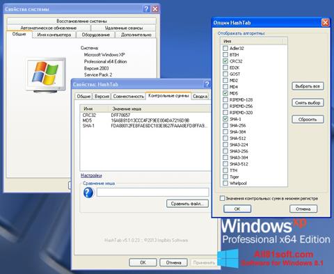 Ảnh chụp màn hình HashTab cho Windows 8.1
